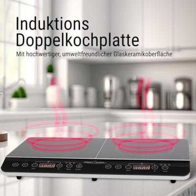 PROFI COOK PC-DKI 1067 inductiekookplaat, 3500W, 2 kookzones, zwart