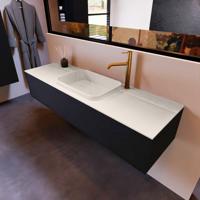 Badkamermeubelset Mondiaz Erin 150 cm met 1 Lade met RIDGE Wastafel Midden Linen met 1 kraangat Greeploos Mat Urban - thumbnail