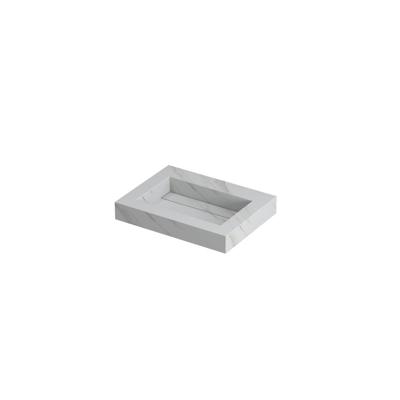 INK Pitch Wastafel Keramische Slab Bak met Drain en Front en Side Skirts Zonder Kraangat - 600x450x90 mm - Calacatta Mat