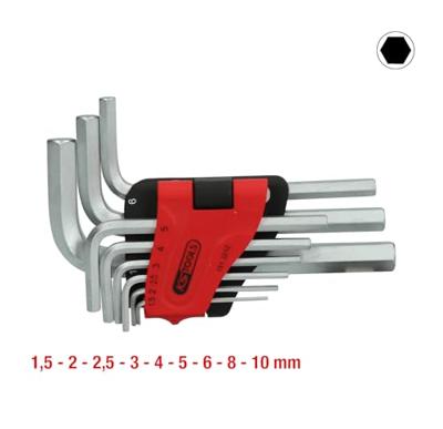 KS Tools 151.3212 Inbus Haakse schroevendraaierset 1.5 mm, 2 mm, 2.5 mm, 3 mm, 4 mm, 5 mm, 6 mm, 8 mm, 10 mm 9-delig