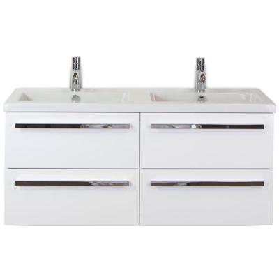 Seville Badmeubelset 120 cm - 4 Laden Wit Hoogglans - Wastafel Djazz Dubbel