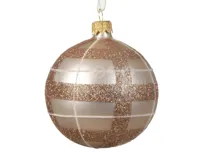 Kerstbal Glas Ruit Ø8cm Parel - thumbnail