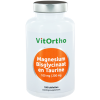 Vitortho Magnesium Bisglycinaat en Taurine 100mg Tabletten - thumbnail