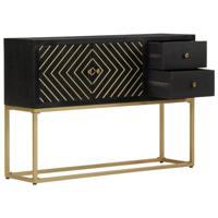 Dressoir 110x30x75 cm massief mangohout zwart en goud - thumbnail
