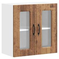Keukenbovenkast met glazen deur Kalmar bewerkt hout oud houtkleurig - thumbnail