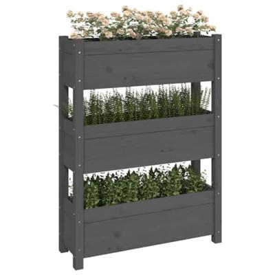 Plantenbak 77x25x104,5 cm massief grenenhout grijs