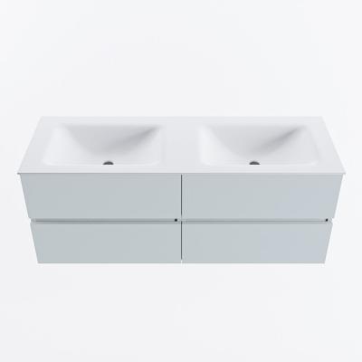 MONDIAZ VICA 130cm badmeubel onderkast Clay 4 lades. Wastafel CLOUD dubbel 2 kraangaten, kleur Talc.