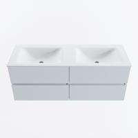 MONDIAZ VICA 130cm badmeubel onderkast Clay 4 lades. Wastafel CLOUD dubbel 2 kraangaten, kleur Talc. - thumbnail