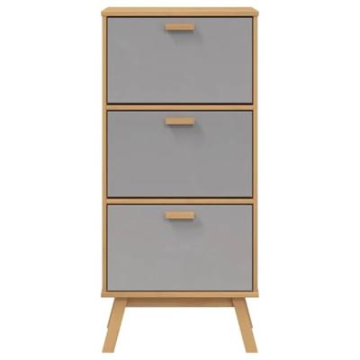 Schoenenkast OLDEN 55x35x120 cm grenenhout grijs en bruin