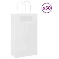 VidaXL Papieren zakken 50 st met hengsels 21x11x36 cm wit - thumbnail