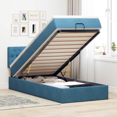 Ottoman bed met matras en LED's 90x190cm fluweel donkerblauw