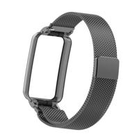 By Qubix - Milanese loop bandje met case - Zwart - Xiaomi Smart Band 7 Pro - thumbnail