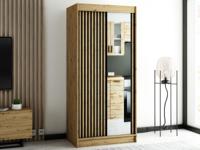 Kledingkast LAMORA 2 schuifdeuren 100 cm artisan eik met spiegel - thumbnail