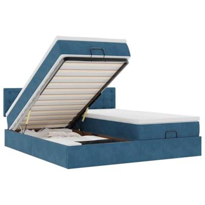 Ottoman bed met matrassen 180x200cm fluweel donkerblauw