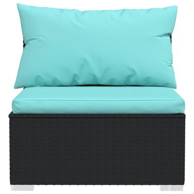6-delige Loungeset met kussens poly rattan zwart - thumbnail