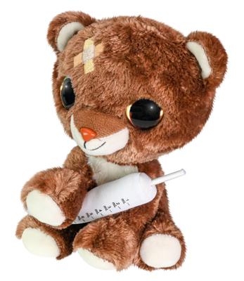 Lumo Stars knuffel get well - bruine beer met spuit, 15cm