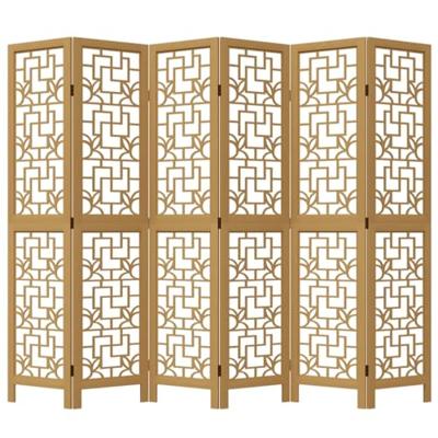 Kamerscherm met 6 panelen massief paulowniahout bruin