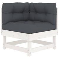 Hoekbanken 2 st met kussens massief grenenhout wit - thumbnail