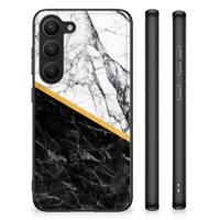 Samsung Galaxy S23 Marmeren Print Telefoonhoesje Marmer Wit Zwart - Origineel Cadeau Man - thumbnail