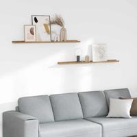 Wandplank met plank 2 pcs Bruin 115 x 9 x 3 cm Bewerkt hout - thumbnail
