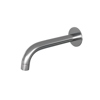 Gebogen uitloop met rozet in RVS geborsteld PVD afwerking