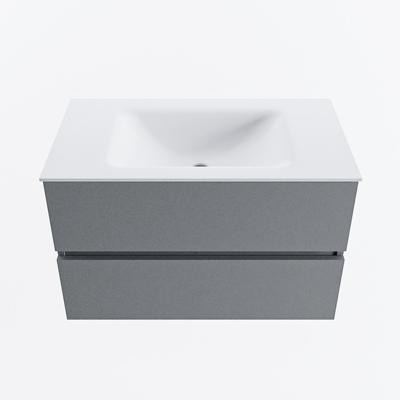 MONDIAZ VICA 80cm badmeubel onderkast Plata 2 lades. Wastafel CLOUD midden 1 kraangat, kleur Talc.