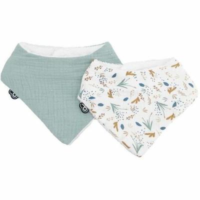 Verpakking van 2 bandana slabbetjes - DOMIVA - TU - Muslin - Celadon bedrukt op het water