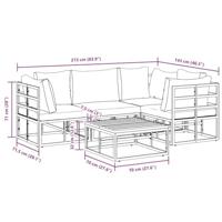 Tuinbankenset met kussen 5 pcs Zwart Aluminium - thumbnail