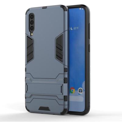 Schokbestendige PC + TPU Case voor Samsung Galaxy A70 met houder (marineblauw)