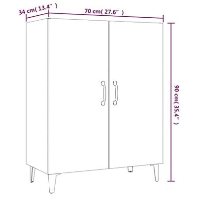Dressoir 70x34x90 cm bewerkt hout betongrijs