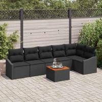 Tuinbankenset met opslag 7 pcs Zwart poly rattan - thumbnail