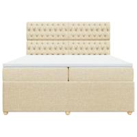 Boxspring met matras stof crèmekleurig 200x200 cm - thumbnail