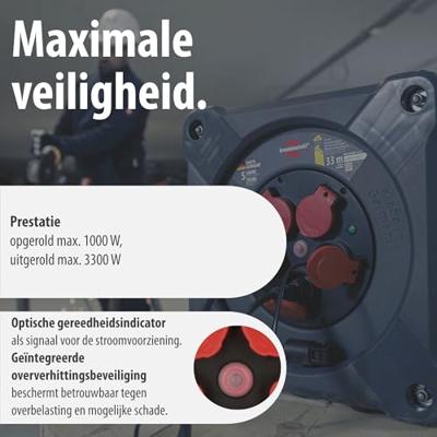 Brennenstuhl Professional Bouwplaats kabelhaspel | KA 3200 5 | IP44 | 33m | H07RN-F 3G2.5 - 9202330110 Brennenstuhl Professional Bouwplaats kabelhaspel | KA 3200 5 | IP44 | 33m | H07RN-F 3G2.5 - 9202330110