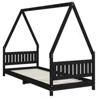Kinderbedframe 80x200 cm massief grenenhout zwart - thumbnail