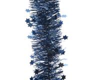 5 stuks! Guirlande lametta ster d10 cm en h270 cm nachtblauw Kerst Decoris - Decoris - thumbnail
