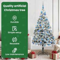 Kunstkerstboom met 300 LED Wit 180 cm PVC en Staal en Kunststof - thumbnail