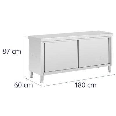Royal Catering Onderkast van roestvrij staal met dubbele opening Eco 180 x 60 cm 500 kg - Keukenkast, onderkast, met werkblad