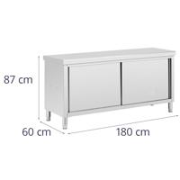 Royal Catering Onderkast van roestvrij staal met dubbele opening Eco 180 x 60 cm 500 kg - Keukenkast, onderkast, met werkblad - thumbnail