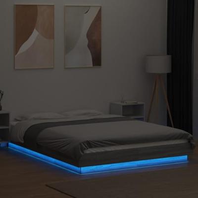 Bedframe met LED-verlichting grijs sonoma eiken 120x200 cm