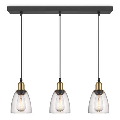 Metalen Hanglamp - Inclusief 3 Glazen Lampenkap - Helder - Ø65 x 128 cm - E27 fitting - voor gebruik in slaapkamers en werkruimtes - Inclusief 1 meter kabel