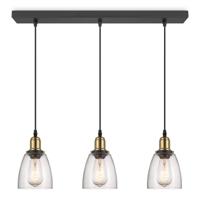 Metalen Hanglamp - Inclusief 3 Glazen Lampenkap - Helder - Ø65 x 128 cm - E27 fitting - voor gebruik in slaapkamers en werkruimtes - Inclusief 1 meter kabel - thumbnail