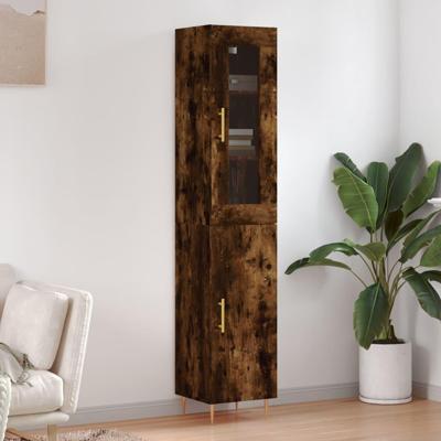 Hoge kast 34,5x34x180 cm bewerkt hout gerookt eikenkleurig
