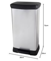 Curver Deco bin metalics 254620 Afvalbak 46 l (b x h x d) 407 x 749 x 307 mm Zilver, Zwart 1 stuk(s) - thumbnail