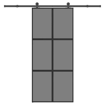Schuifdeur met beslag 90x205 cm gehard glas en aluminium