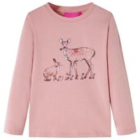 Kindershirt met lange mouwen hert en konijnenprint 128 roze - thumbnail