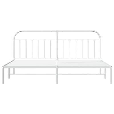 Bedframe met hoofdbord metaal wit 200x200 cm - thumbnail
