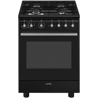 SMEG CX61GMBLNLK Classici Esthetisch Fornuis met Gas Kookplaat - 60 x 60 cm - Zwart SMEG CX61GMBLNLK Classici Esthetisch Fornuis met Gas Kookplaat - 60 x 60 cm - Zwart