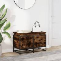 Opbergbox met deksel 80x40x51,5 cm bewerkt hout gerookt eiken - thumbnail