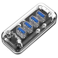 ORICO F4U 4 x USB 3.0 poorten 5Gbps snelle transmissie Desktop HUB met blauwe LED Indicator Light(Transparent) - thumbnail