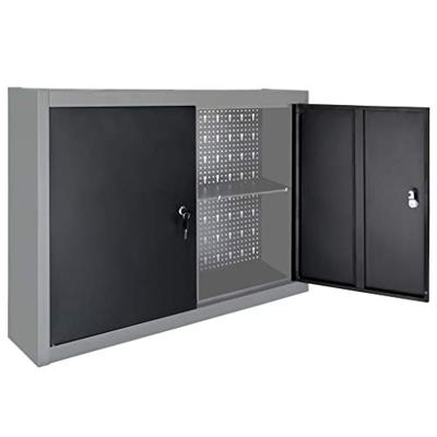 VidaXL Gereedschapskast voor aan de wand metaal grijs en zwart